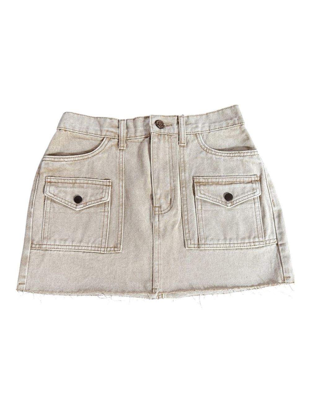 NWOT Sincerely Jules Tan Denim Pocket Mini Skirt - Size 26